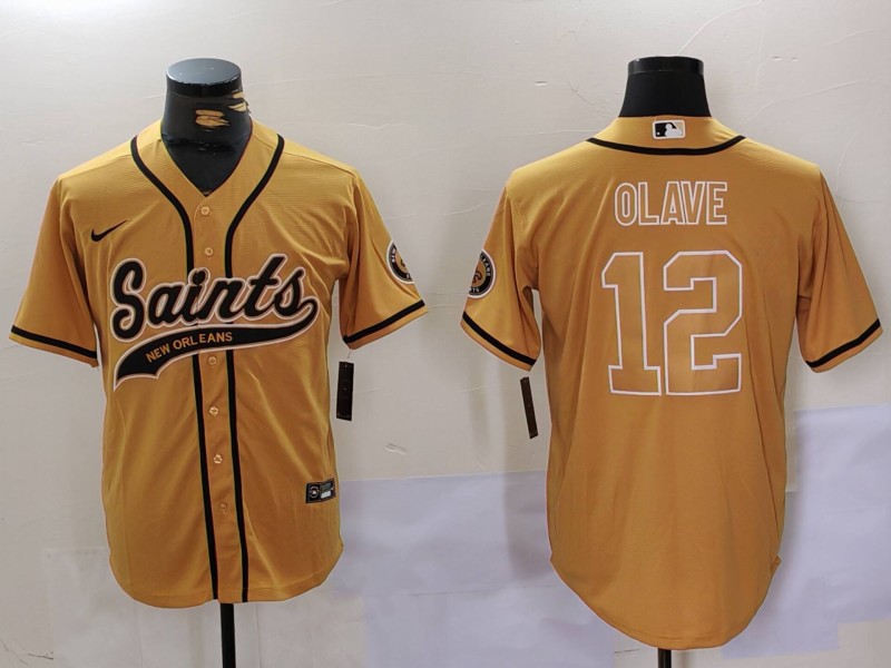 New Orleans Saints #12 Olave Yellow Joint-design Jersey