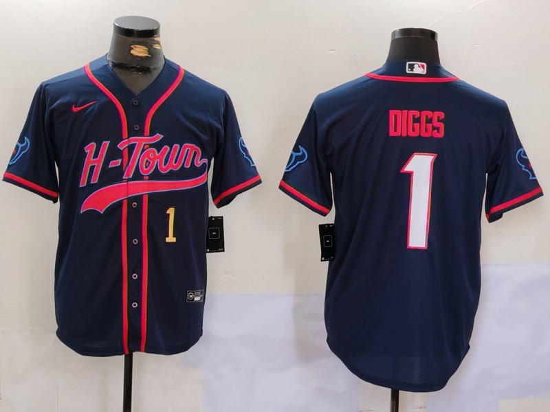 NFL Houston Texans #1 Diggs Blue Joint-design Limited Jersey