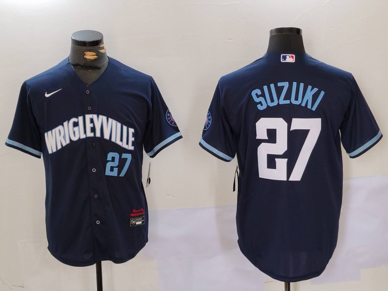 MLB Chicago Cubs #27 Suzuki Blue City Jersey