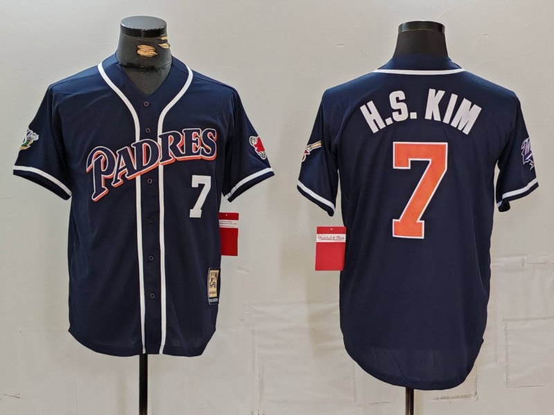 MLB San Diego Padres #7 H.S.Kim Blue Joint-design Jersey