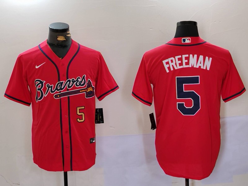 MLB Atlanta Braves #5 Freeman red Game Jersey