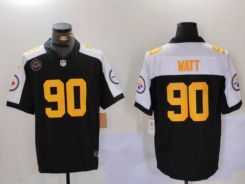 NFL Pittsburgh Steelers #90 Watt Black Thanksgiving Jersey