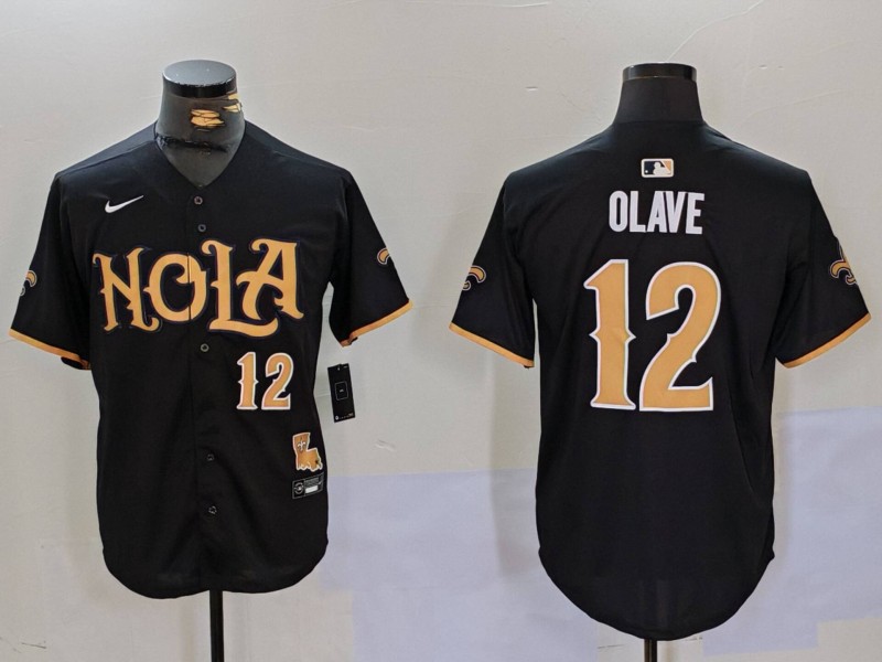 New Orleans Saints #12 Olave Black Joint-design Jersey