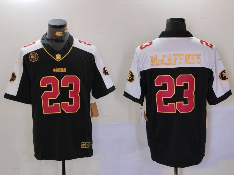 NFL San Francisco 49ers #23 McCaffrey Black thanksgiving Jersey