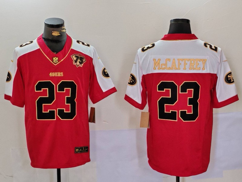 NFL San Francisco 49ers #23 McCaffrey Red thanksgiving Jersey