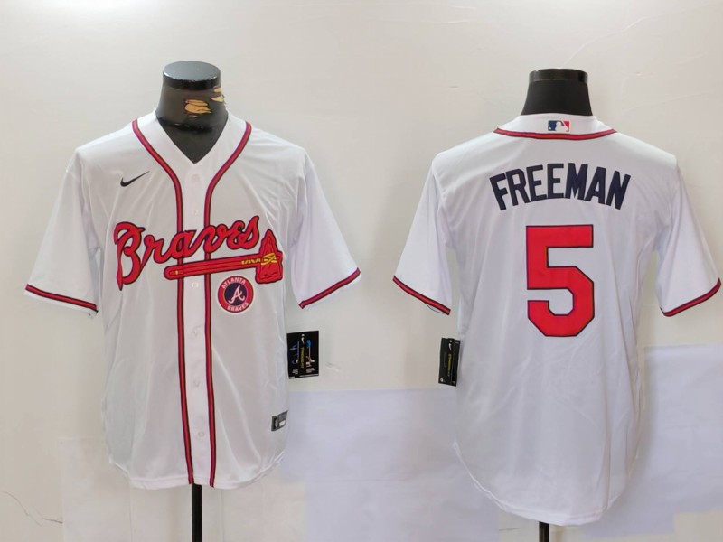 MLB Atlanta Braves #5 Freeman white Game Jersey