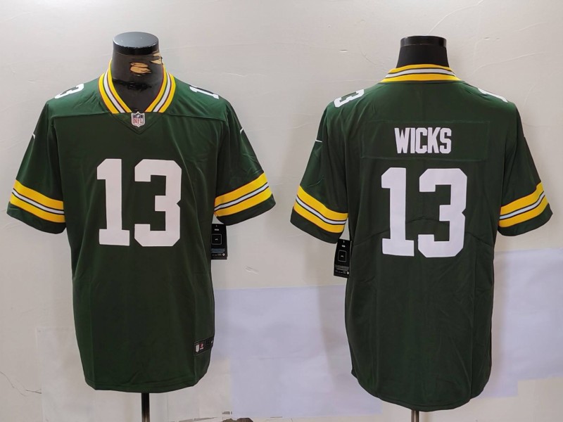 NFLGreen Bay Packers #13 Wicks Green Vapor Limited Jersey