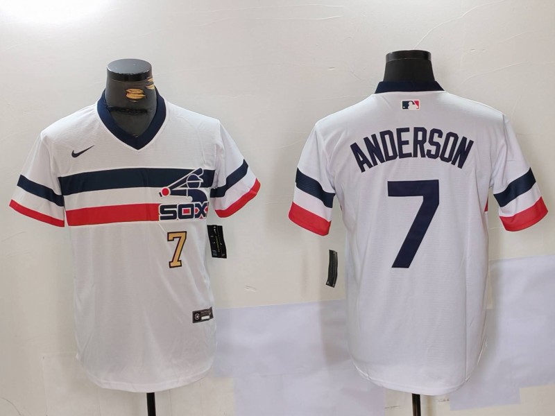 MLB Chicago White Sox #7 Anderson White Throwback Jersey