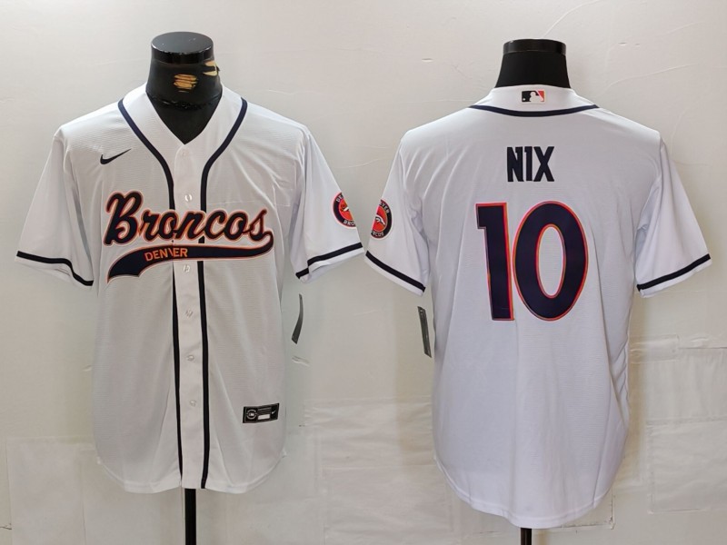 NFL Denver Broncos #10 Nix White Joint-design Jersey