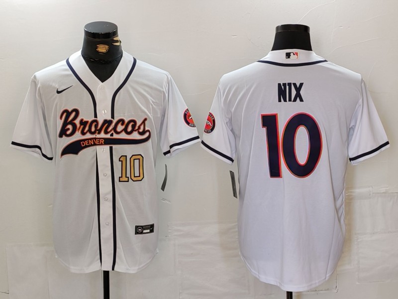 NFL Denver Broncos #10 Nix White  Joint-design Jersey