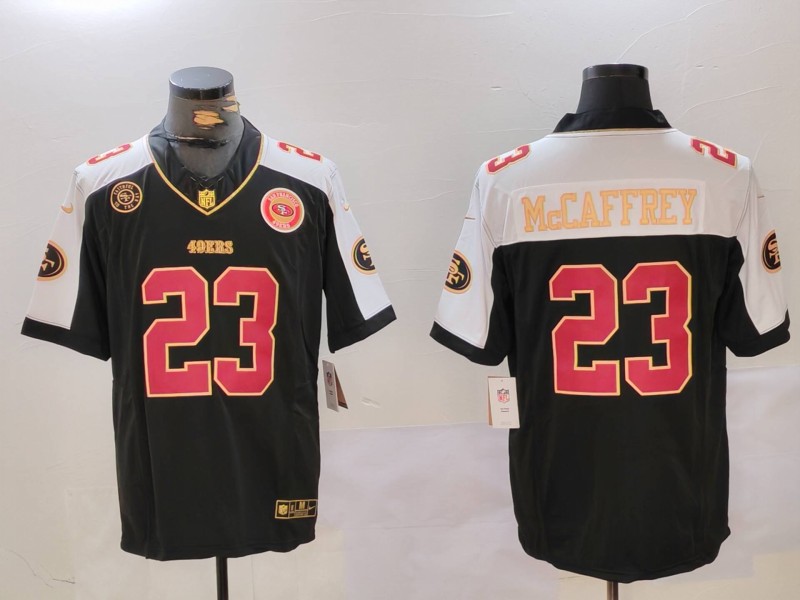 NFL San Francisco 49ers #23 McCaffrey Black thanksgiving Jersey