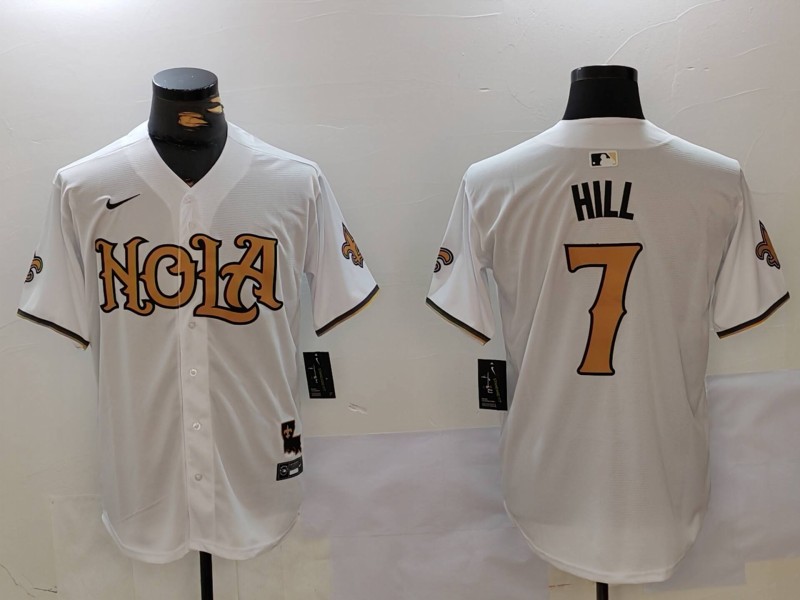 NFL New Orleans Saints #7 Hill White Thanksgiving Jersey