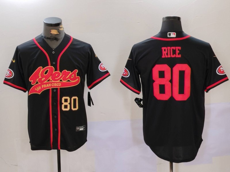 NFL San Francisco 49ers #80 Rice Black Joint-designed Jersey