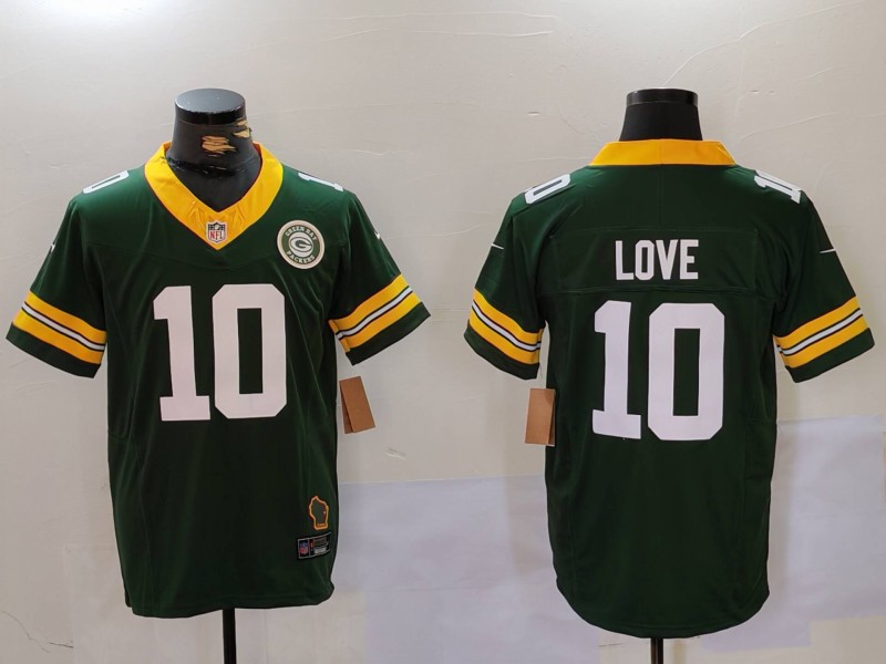 NFL Green Bay packers #10 Love Green  Throwback Jersey