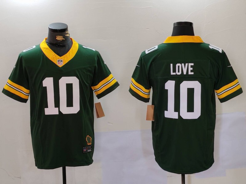 NFL Green Bay packers #10 Love Green Throwback Jersey