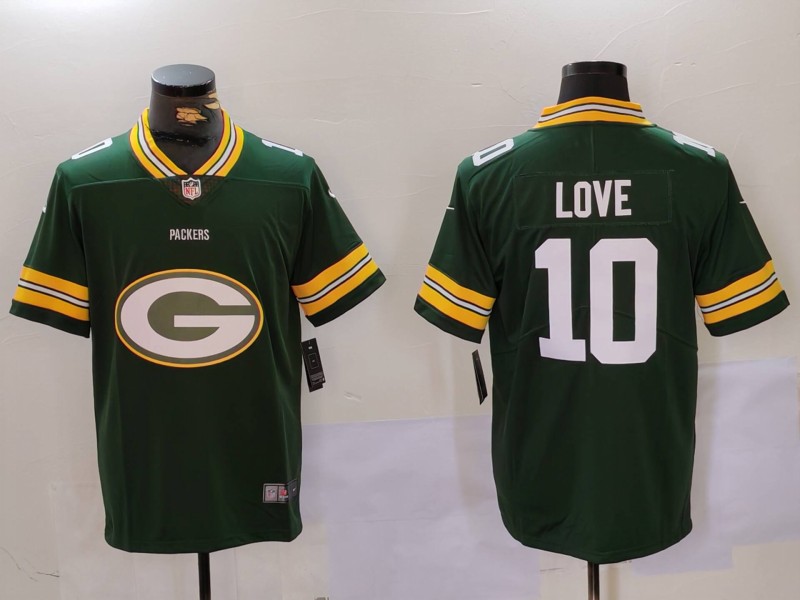 NFL Green Bay packers #10 Love Green Throwback logo Jersey