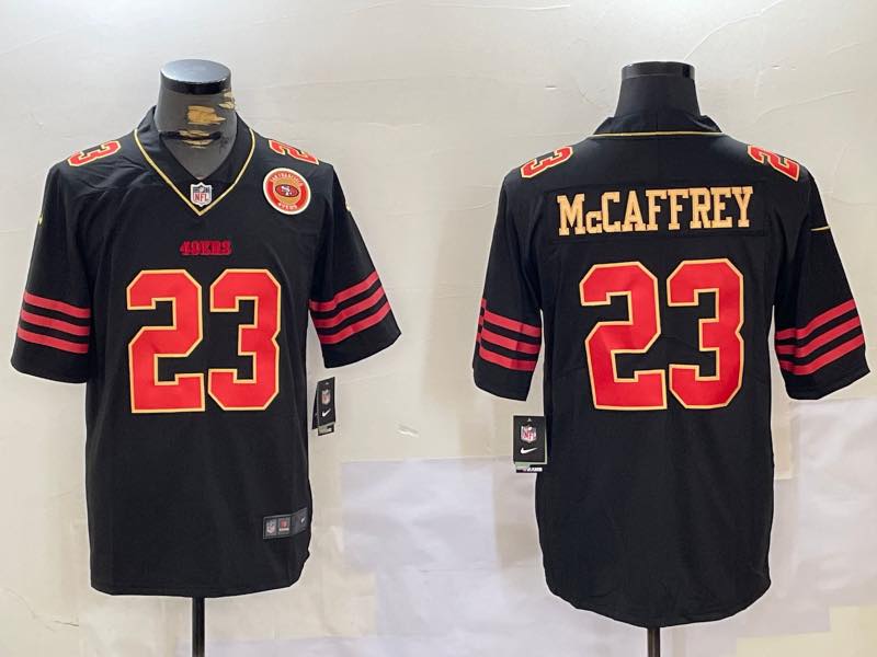 NFL San Francisco 49ers #23 McCaffrey Black Gold Jersey