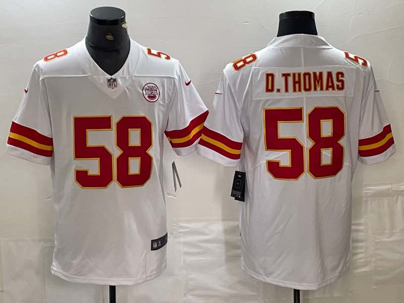 NFL Kansas City chiefs #58 D.Thomas white Vapor Limited Jersey