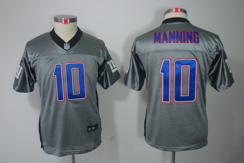 NFL New York Giants #10 Manning Youth Grey Lights Out Jersey