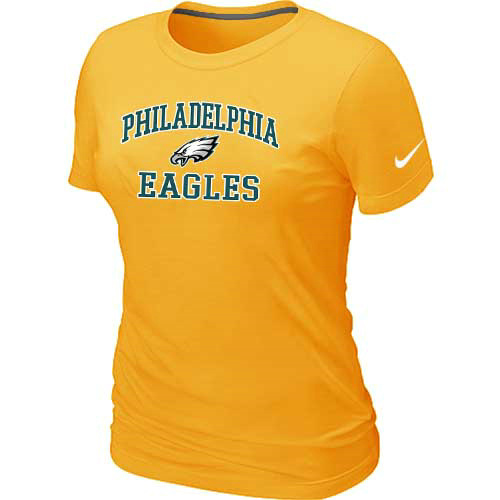  Philadelphia Eagles Womens Heart& Soul Yellow TShirt 34 