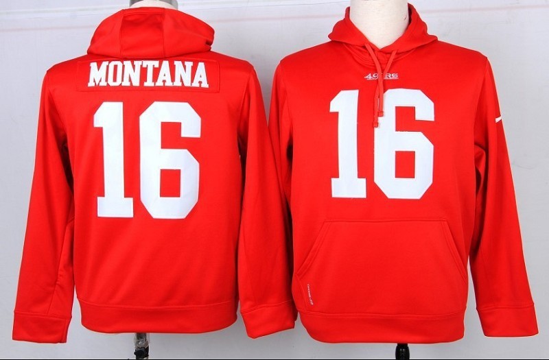 San Francisco 49ers #16 Montana Red Pullover Hoodie