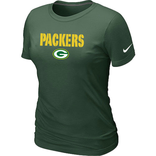  Nike Green Bay Packers Authentic Logo Womens TShirt Green 35 