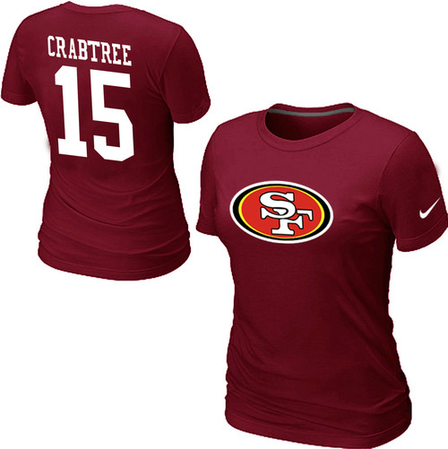  Nike San Francisco 49 ers 15 CRABTREE Name& Number Womens TShirt Red 143 