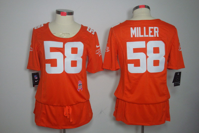 NFL Denver Broncos #58 Miller Orange Women Breast Cancer Awareness Jersey