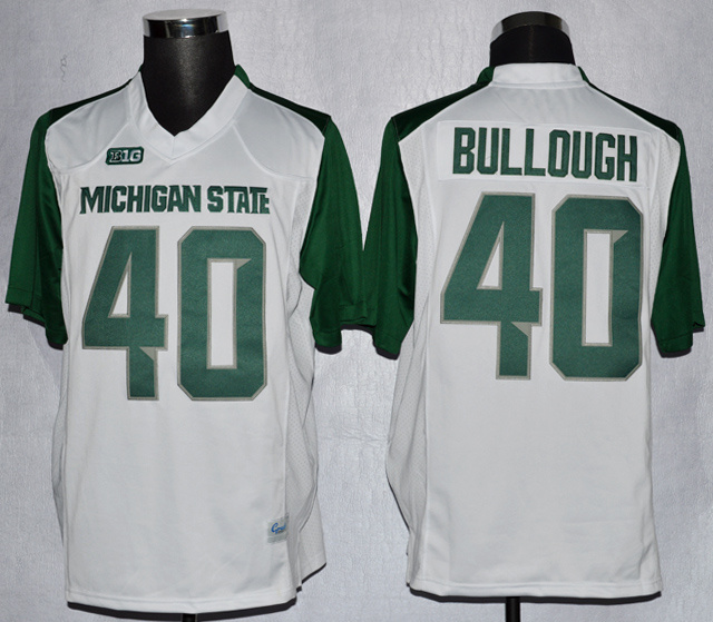 Michigan State Spartans #40 Max Bullough White Green Jersey