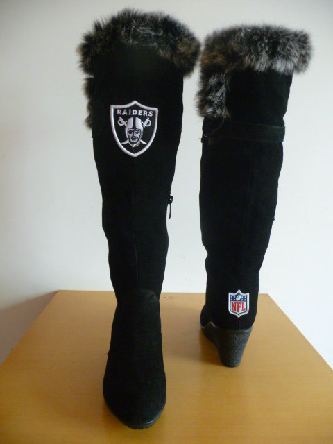 NFL Oakland Raiders Cuce Shoes Womens Cheerleader Boots Black