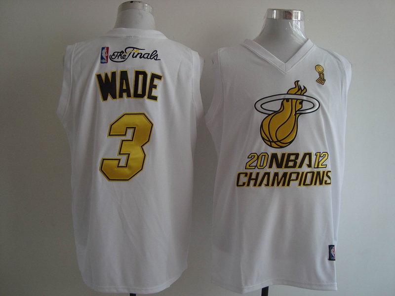2013 NBA champion Miami Heat #3 Wade White Color the Finals Jersey