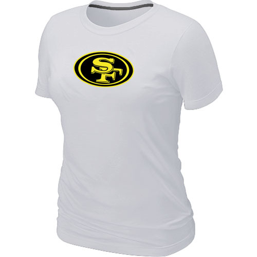  San Francisco 49 ers Neon Logo Charcoal Womens White Tshirt 67 