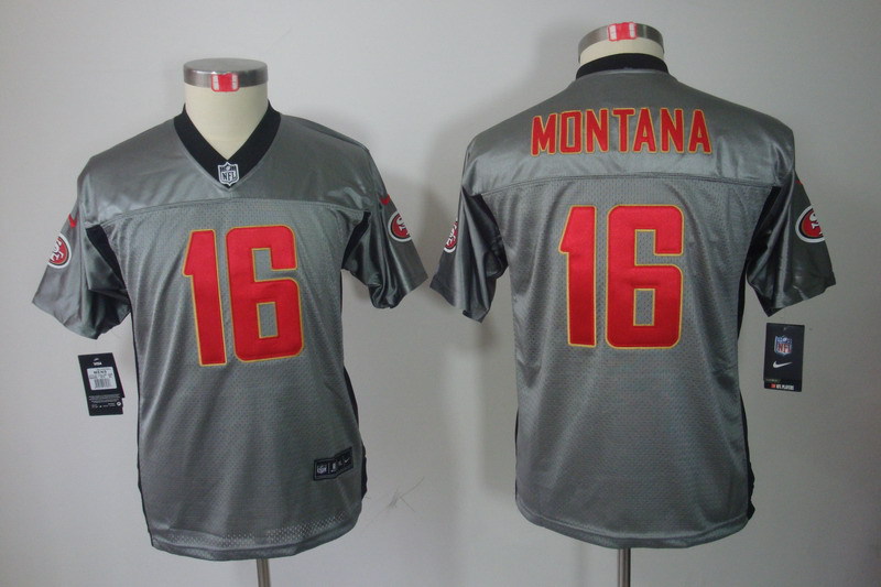 NFL San Francisco 49ers #16 Montana Youth Grey Lights Out Jersey