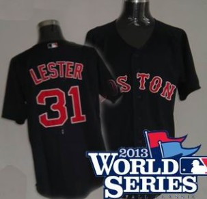 Boston Red Sox #31 LESTER Jersey dark blue jerseys 2013 World Series Patch