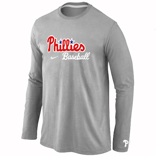 Nike Philadelphia Phillies Long Sleeve T-Shirt Grey