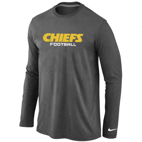 Nike Kansas City Chiefs Authentic font Long Sleeve T-Shirt D.Grey