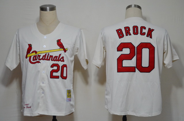 MLB Jerseys St. Louis Cardinals 20 Lou Brock Cream M&N 1967