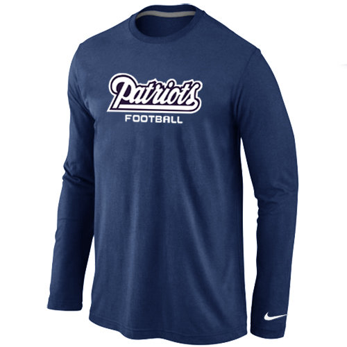 Nike New England Patriots Authentic font Long Sleeve T-Shirt D.Blue