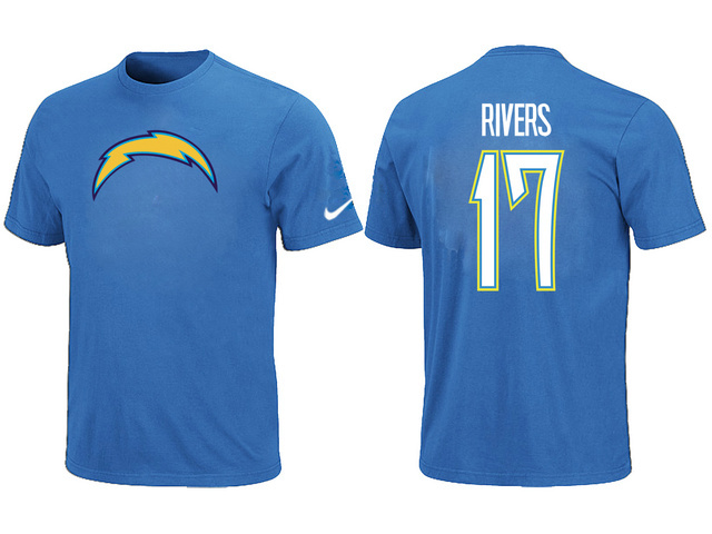  Nike San Diego Chargers Phillip Rivers Name& Number TShirt L- Blue 74 