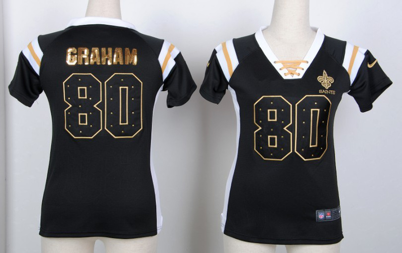 Nike NFL New Women Wash Gold Fashion pittsburgh Steelers #80 Graham  Black jersey 