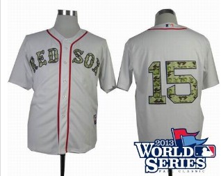 Boston Red Sox 15# Dustin Pedroia 2013 USMC white Cool Base Jersey 2013 World Series Patch