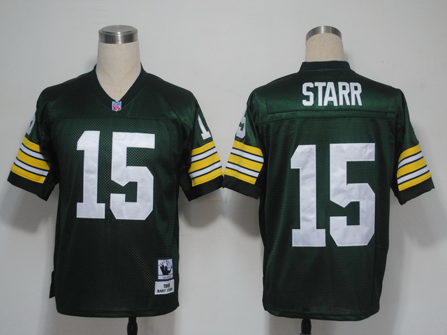 NFL Jerseys Green Bay Packers 15 starr green m&n