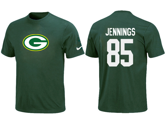  Nike Green Bay Packers 85 JENNNGS Name& Number TShirt Green 135 