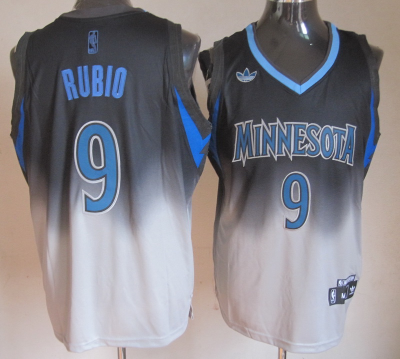 Adidas Minnesota Timberwolves #9 Rubio black and white Jersey