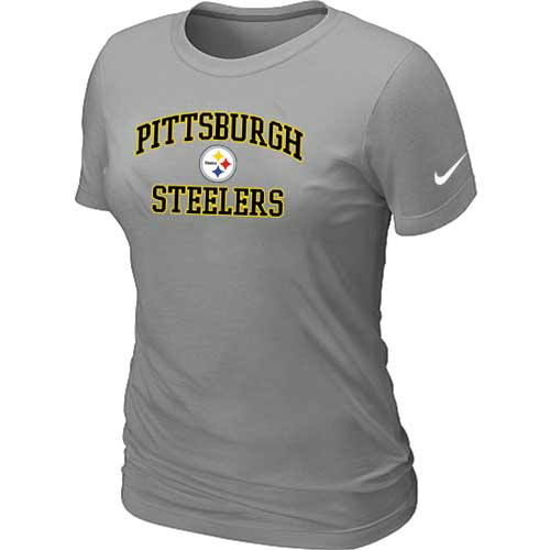  Pittsburgh Steelers Womens Heart& Soul L- Grey TShirt 32 