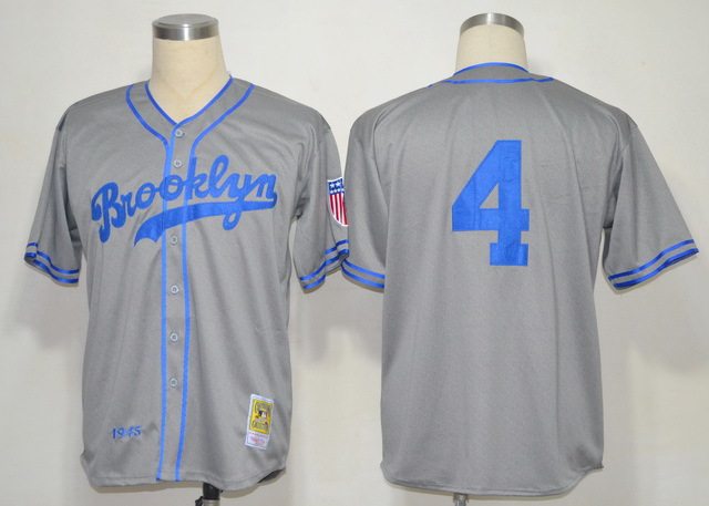 MLB Jerseys Brooklyn Dodgers 4 Babe Herman Grey M&N 1945