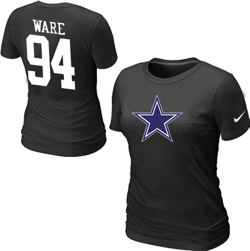  Nike Dallas Cowboys 94 WARE Name& Number Womens TShirt Black 11 