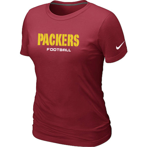  Nike Green Bay Packers Sideline Legend Authentic Font Womens TShirt Red 30 