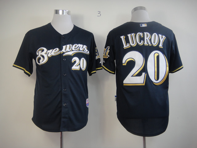 Milwaukee Brewers #20 Lucroy Navy Blue Jersey