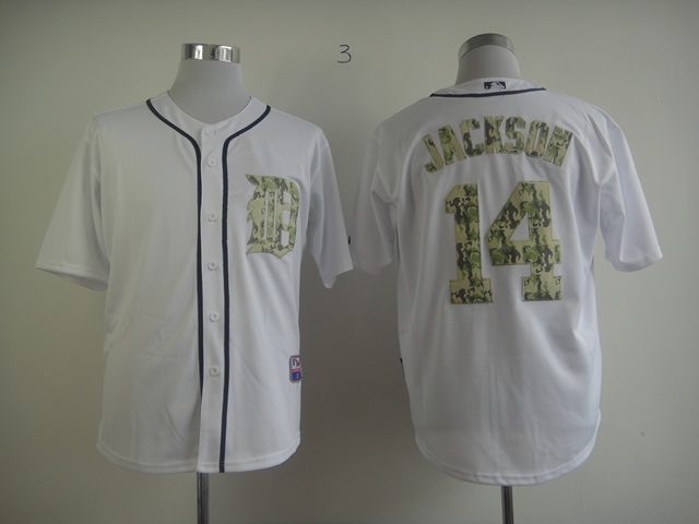 MLB Detroit Tigers #14 Jackson white jersey